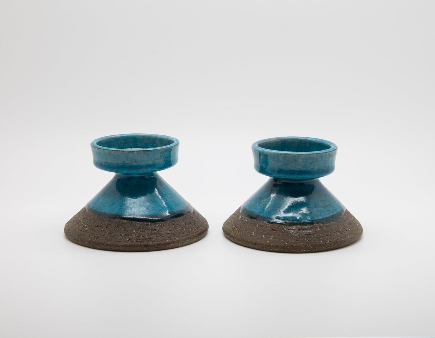 2 x JOHANNES ANDERSEN Blue Glazed Ceramic Candle Holders Mollaris.com 