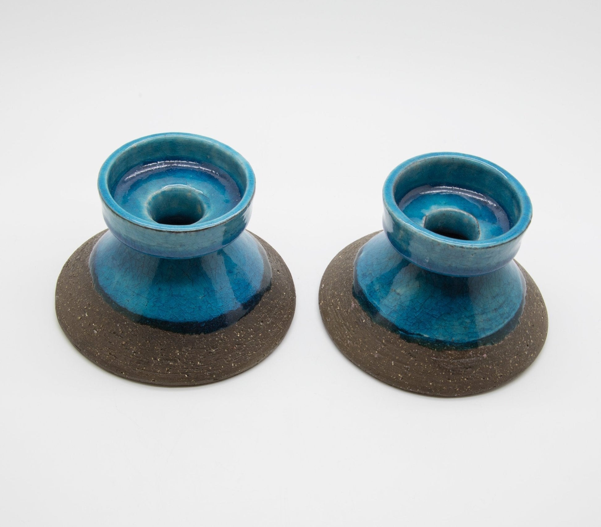 2 x JOHANNES ANDERSEN Blue Glazed Ceramic Candle Holders Mollaris.com 