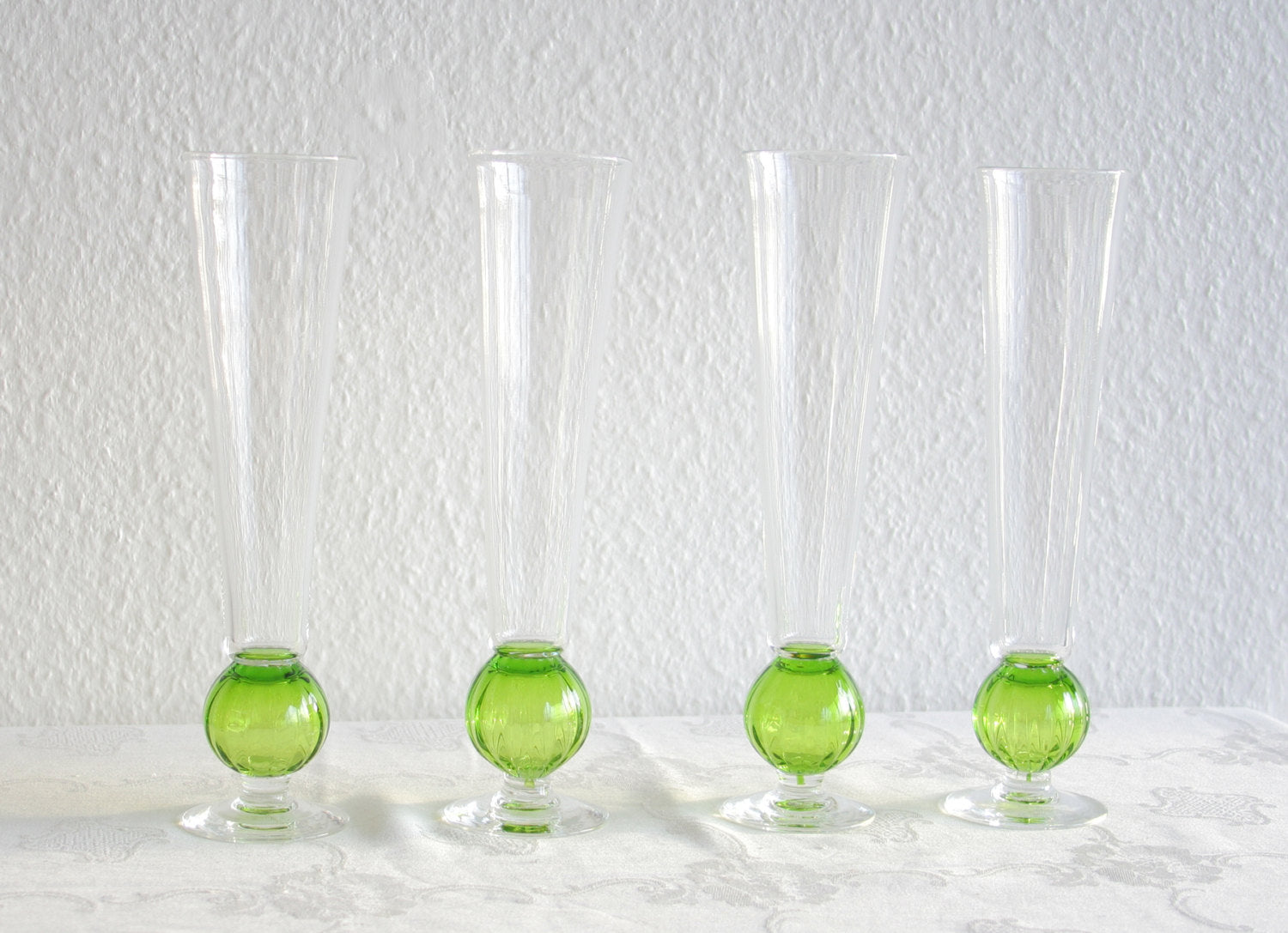 4 x PETER SVARRER Studio Art Glass Champagne Flutes Mollaris.com 