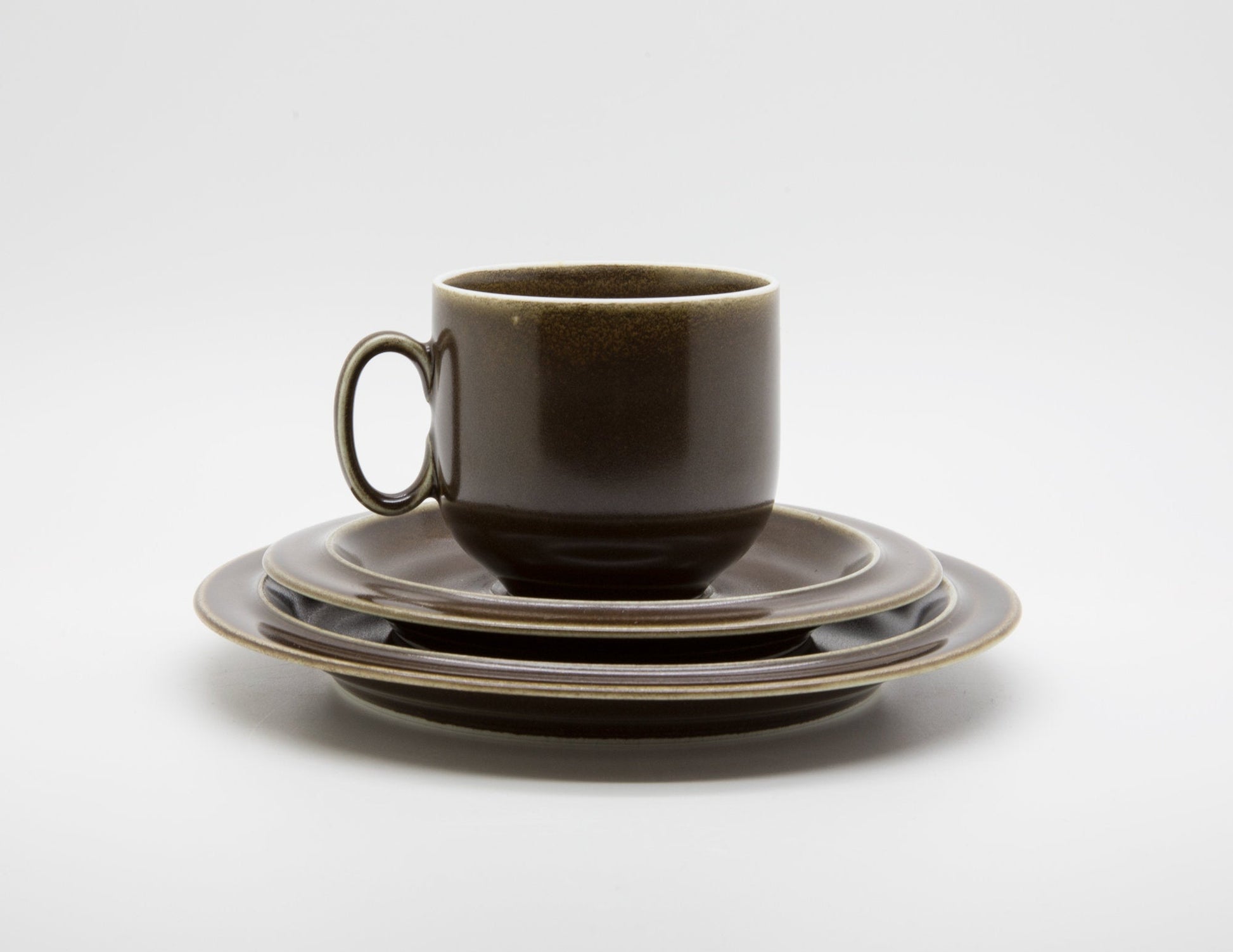 5 x SCHERZER Brown Stoneware Coffee Cup + Saucer + Dessert Plate Sets Mollaris.com 