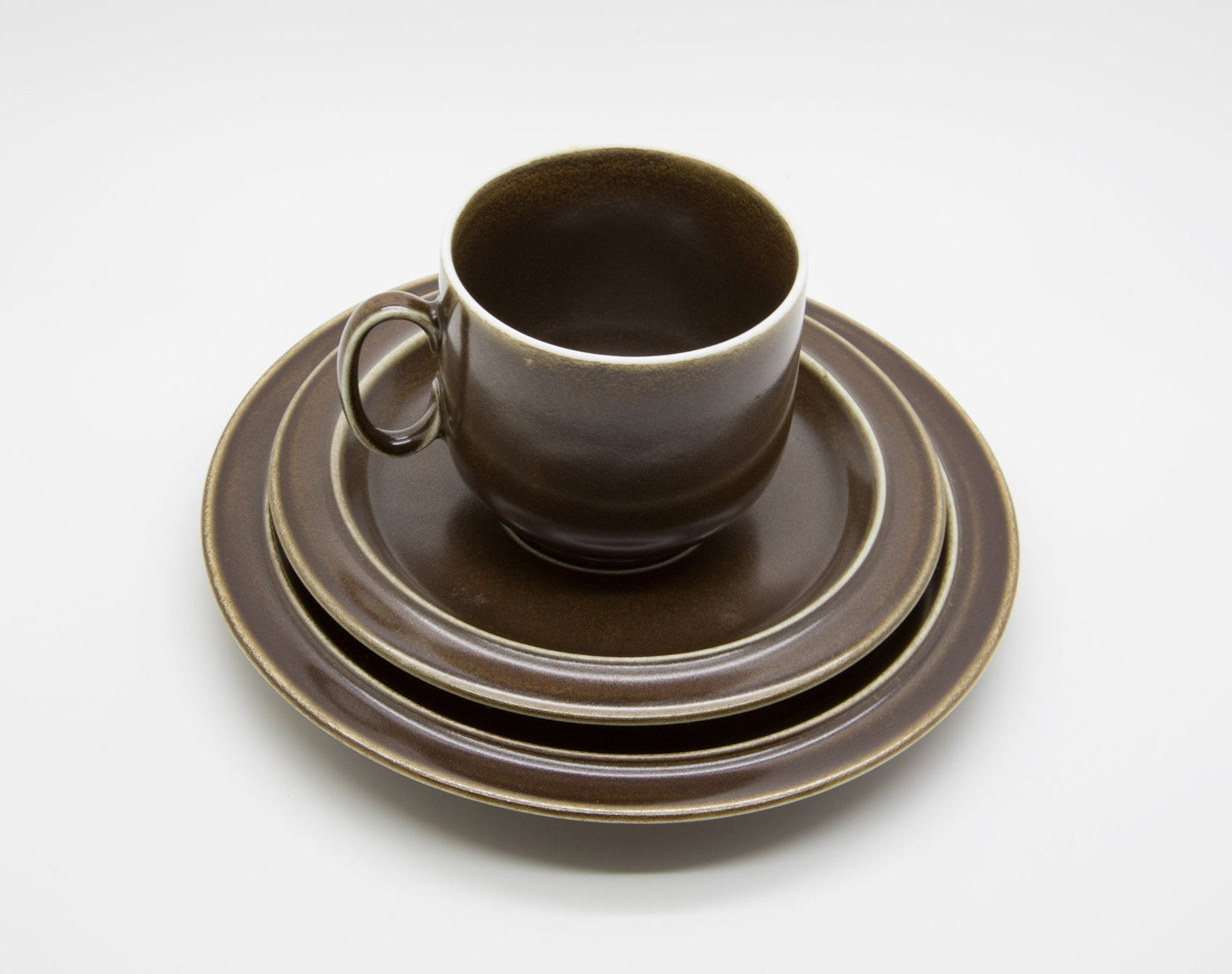 5 x SCHERZER Brown Stoneware Coffee Cup + Saucer + Dessert Plate Sets Mollaris.com 