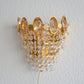 A Pair of Gold-Plated Brass Wall Sconces with Small Cut Crystal Prisms Mollaris.com 