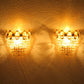 A Pair of Gold-Plated Brass Wall Sconces with Small Cut Crystal Prisms Mollaris.com 