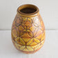 AKSEL SIGVALD NIELSEN Knabstrup Geometric Patterned Yellow Orange Glazed Ceramic Floor Vase Mollaris.com 