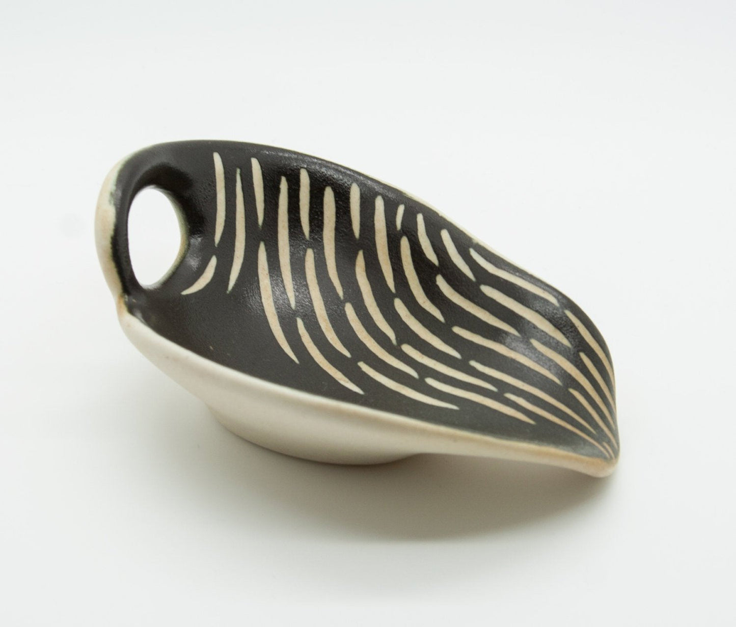 AKSEL SIGVALD NIELSEN White & Black Abstract Decorated Ceramic Tray Mollaris.com 