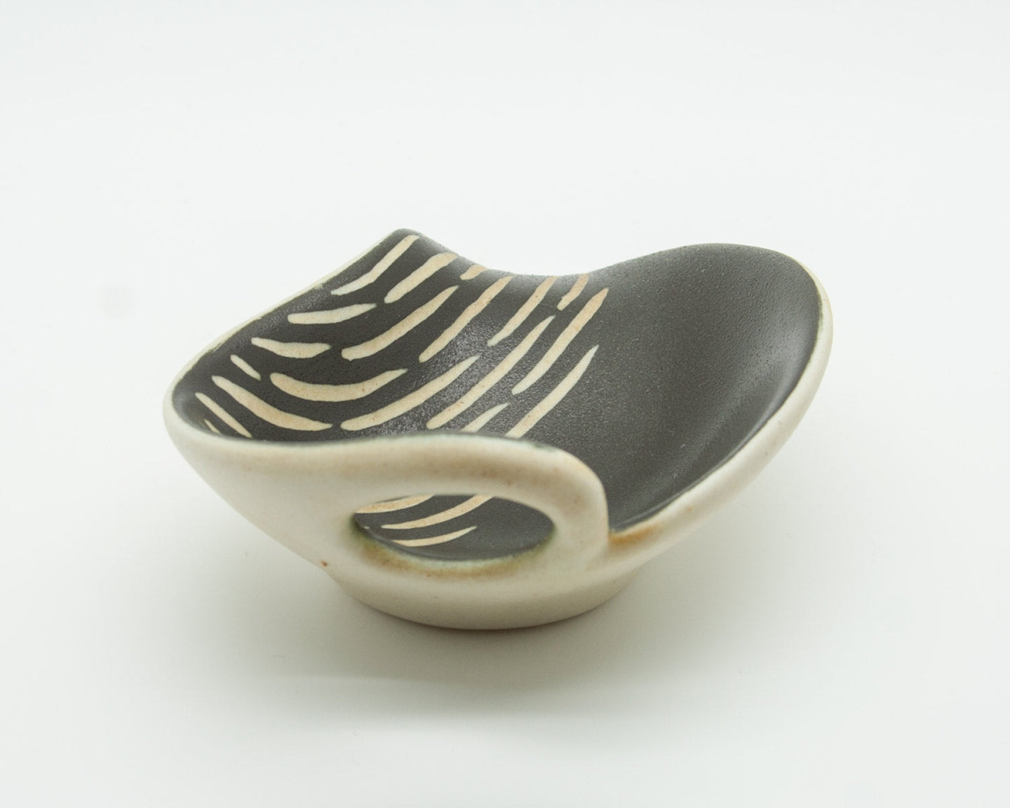 AKSEL SIGVALD NIELSEN White & Black Abstract Decorated Ceramic Tray Mollaris.com 