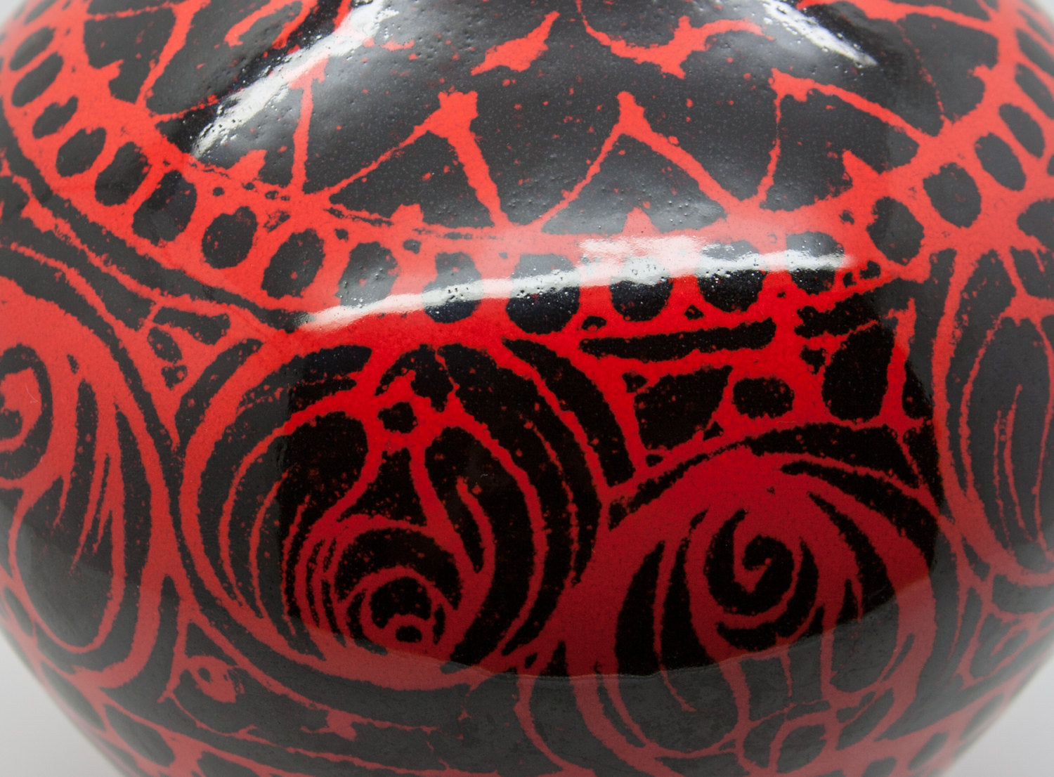 ALVINO BAGNI Abstract Decorated Red Black Glazed Ceramic Vase Mollaris.com 