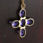 Antique GREEK CROSS Faux Amethyst Solid Silver (833S) Pendant Necklace Mollaris.com 