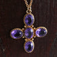 Antique GREEK CROSS Faux Amethyst Solid Silver (833S) Pendant Necklace Mollaris.com 