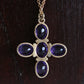 Antique GREEK CROSS Faux Amethyst Solid Silver (833S) Pendant Necklace Mollaris.com 