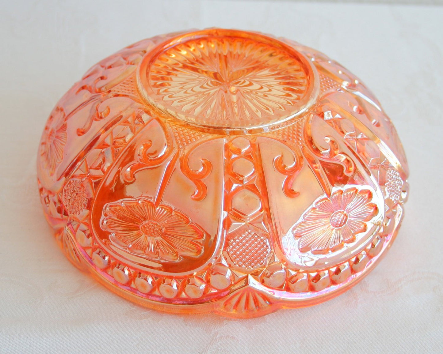 BROCKWITZ Carnival Glass Marigold ASTERS Bowl Rosebowl Mollaris.com 