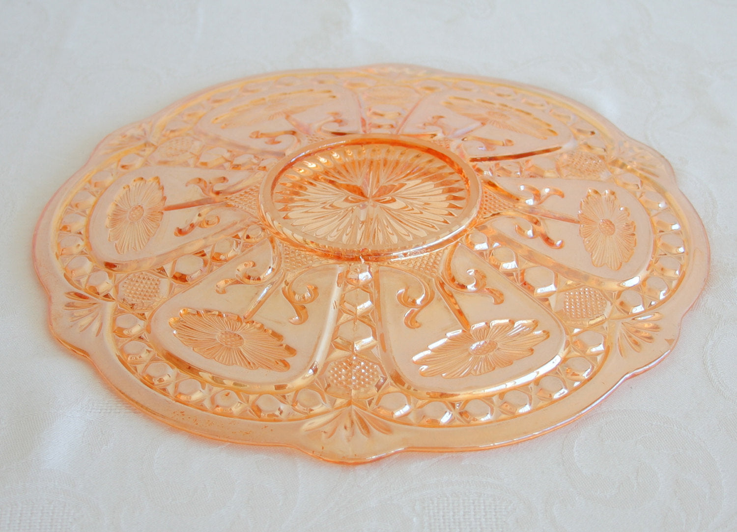 BROCKWITZ Carnival Glass Marigold ASTERS Large Chop Plate Mollaris.com 