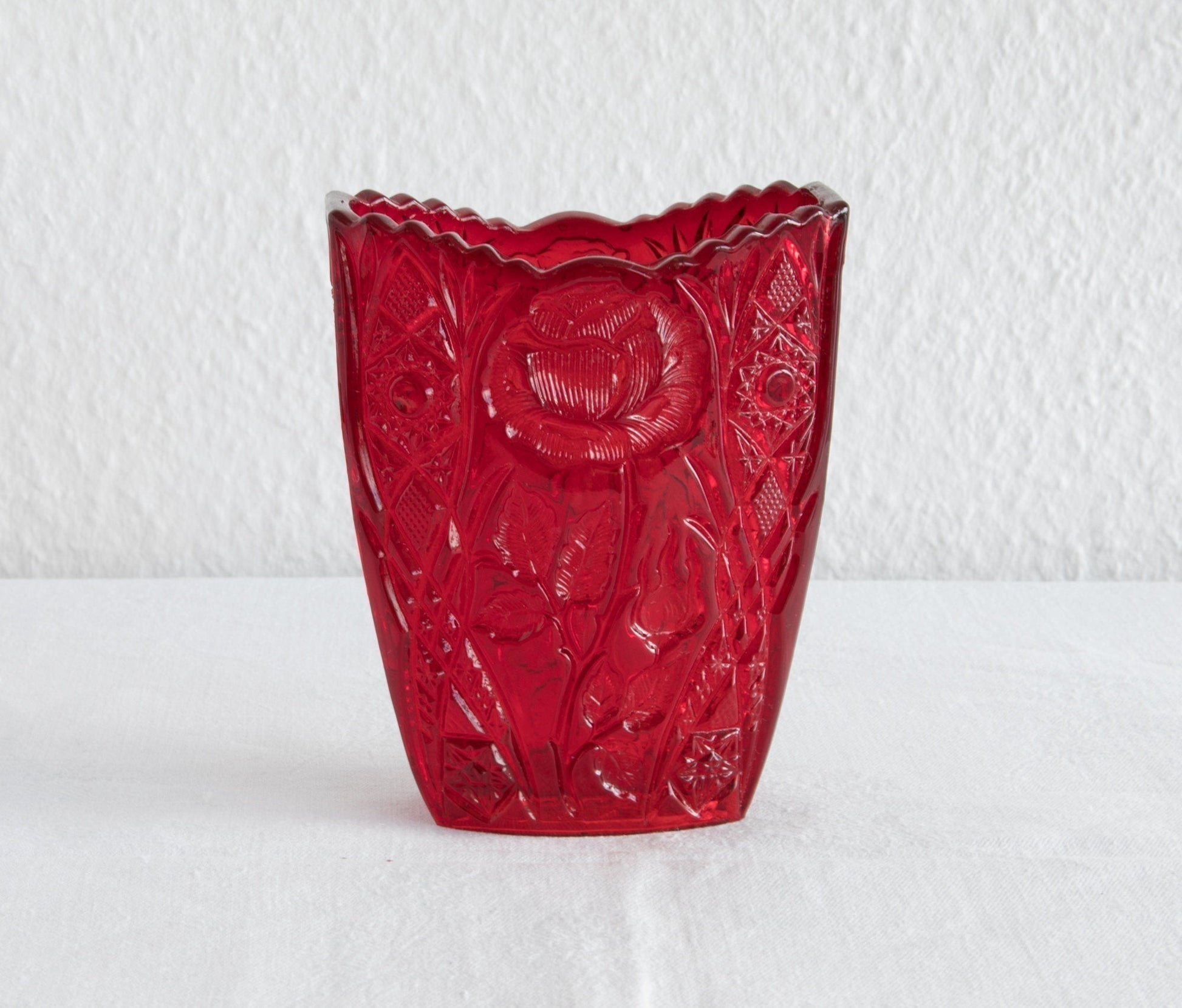 BROCKWITZ Rose Garden Ruby Red Glass Letter Vase Mollaris.com 