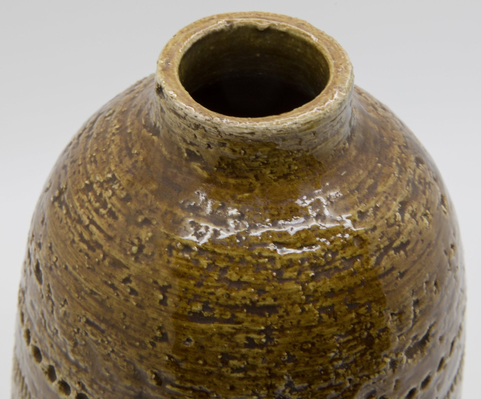 Bitossi ALDO LONDI Yellow Brown Ceramic Vase Mollaris.com 