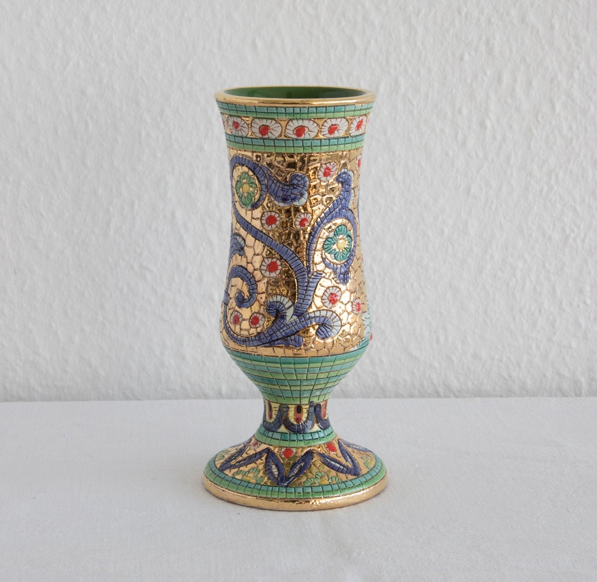 DERUTA Gialletti Small Byzantine Mosaic Floral Vase Mollaris.com 