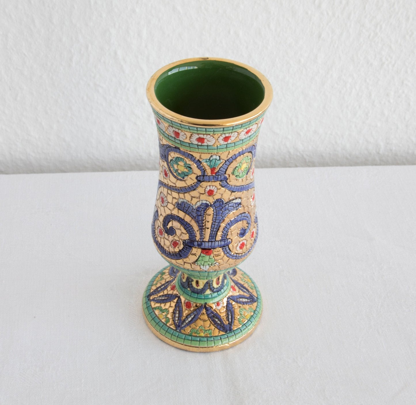 DERUTA Gialletti Small Byzantine Mosaic Floral Vase Mollaris.com 