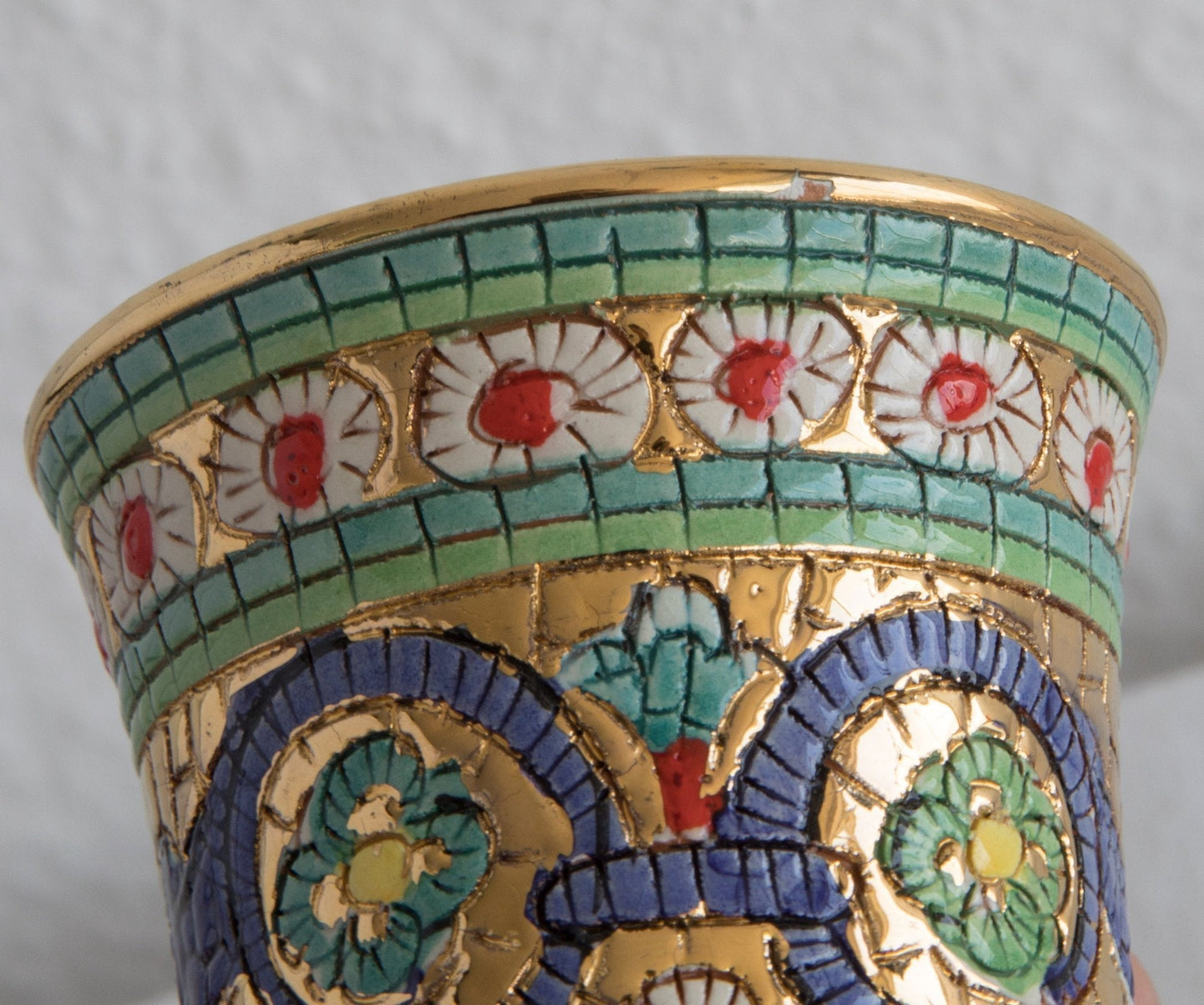 DERUTA Gialletti Small Byzantine Mosaic Floral Vase Mollaris.com 