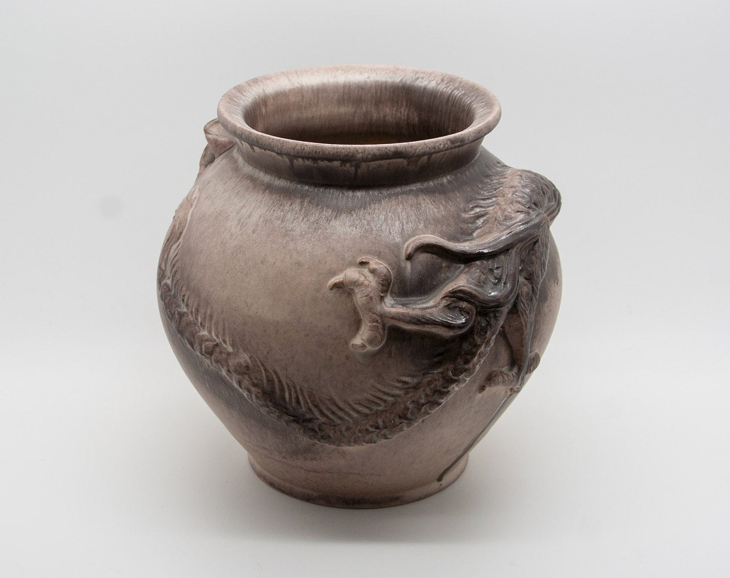 EJNAR DISSING Studio Grey & Brown Glazed Dragon Encircled Ceramic Vase Mollaris.com 