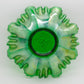 FENTON Carnival Glass Emerald Green CONCORD Ruffled 3/1 Edge Bowl Grape Lattice Mollaris.com 