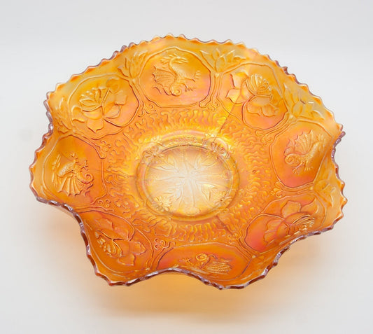 FENTON Carnival Glass Marigold DRAGON and LOTUS Bowl Mollaris.com 