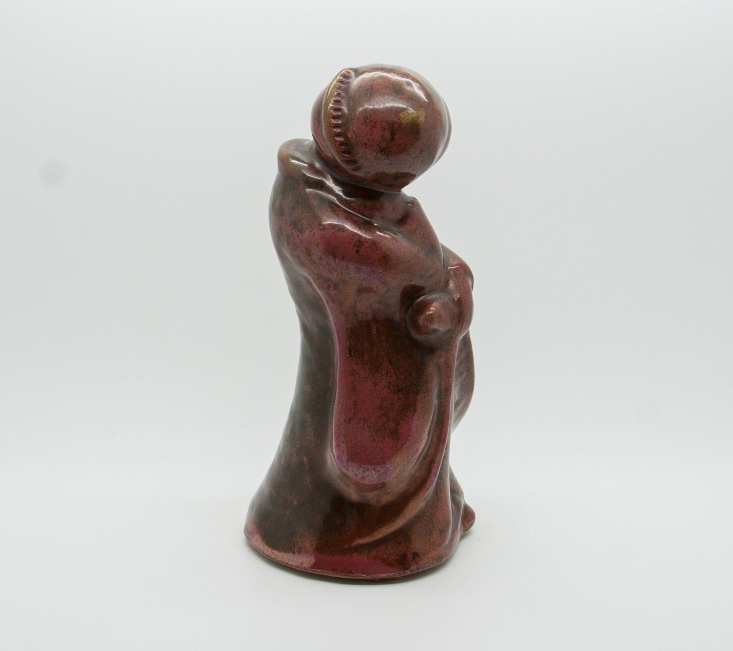 GERTRUD KUDIELKA L. Hjorth Deep Red & Brown Glazed Oriental Woman Stoneware Sculpture Mollaris.com 