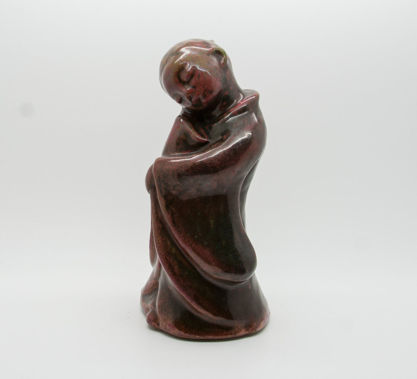 GERTRUD KUDIELKA L. Hjorth Deep Red & Brown Glazed Oriental Woman Stoneware Sculpture Mollaris.com 