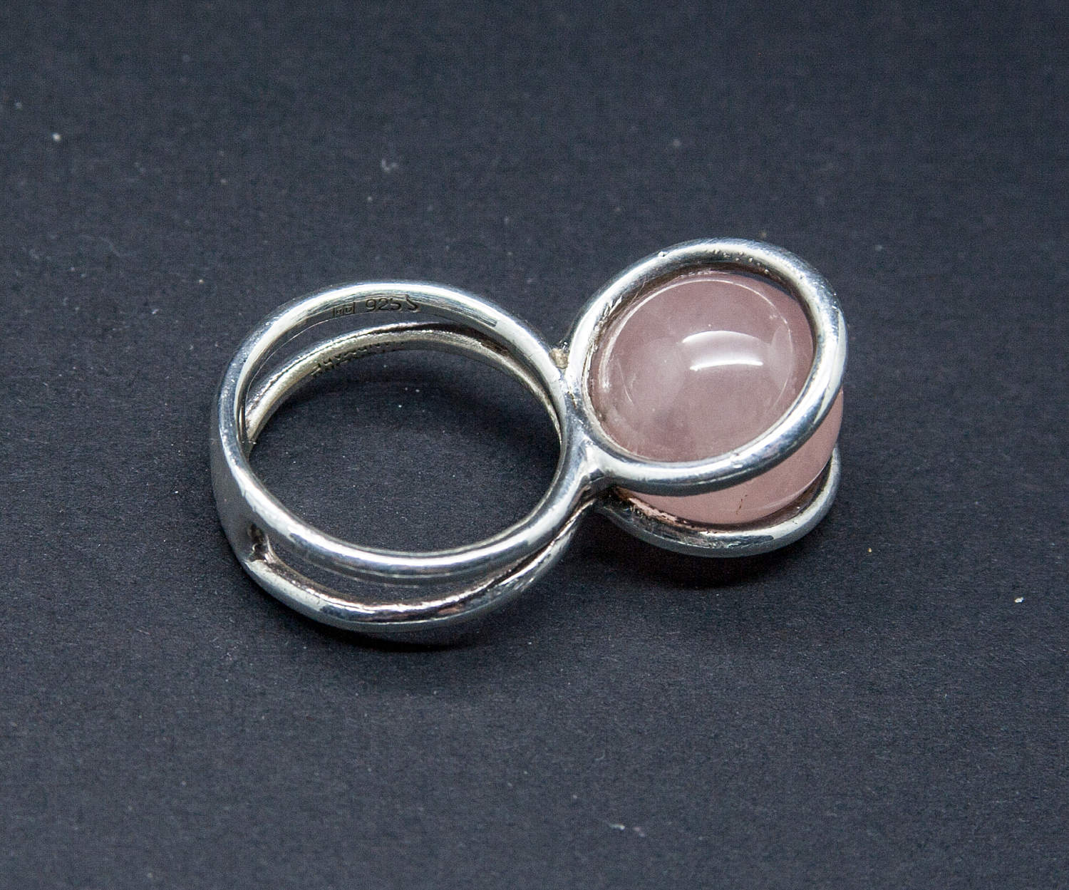 HENNING ULRICHSEN Modernist Rose Quartz Ball Solid Sterling Silver (925S) Ring Mollaris.com 