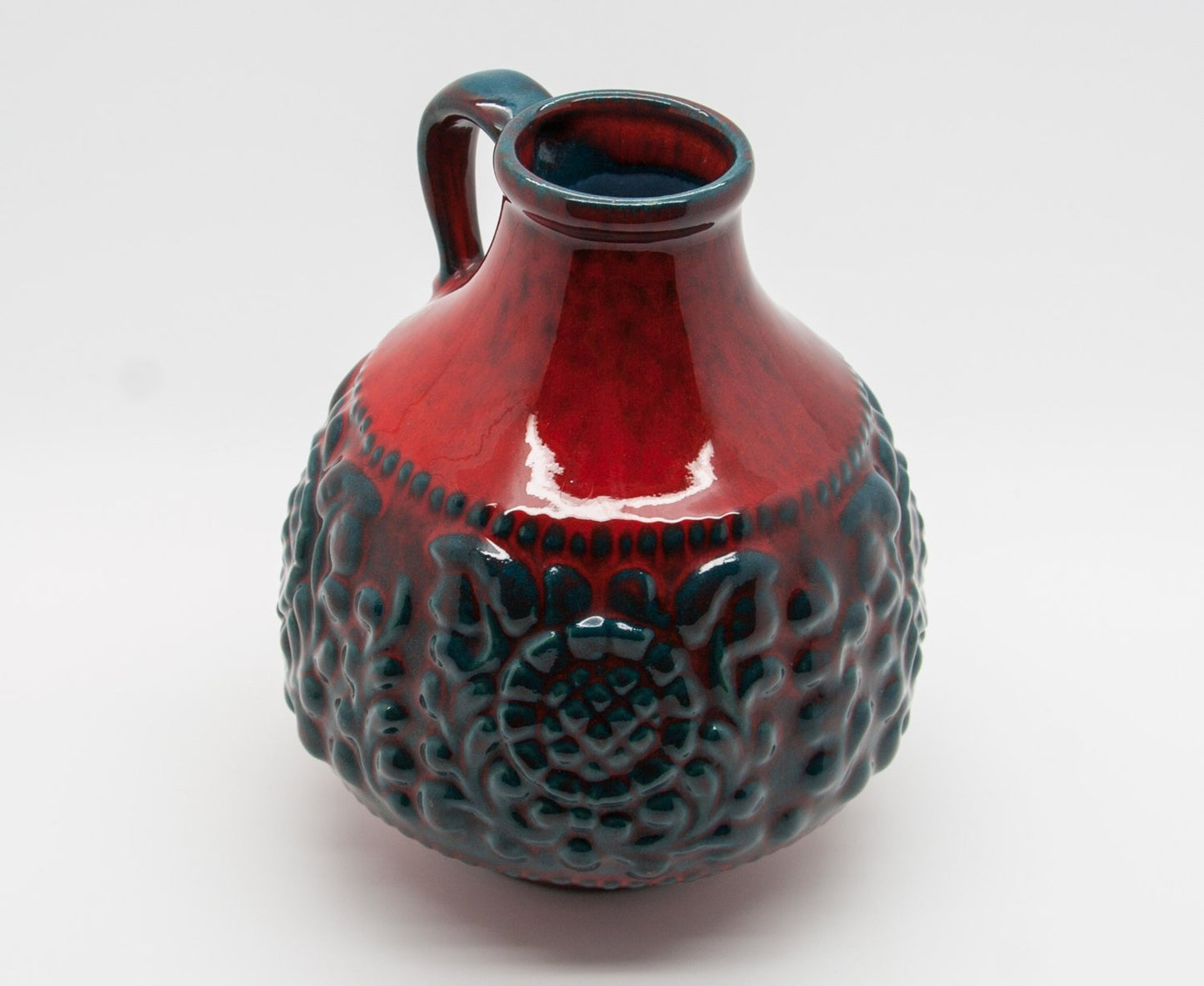 JASBA Red and Green Glazed Fat Lava Ceramic Vase Mollaris.com 