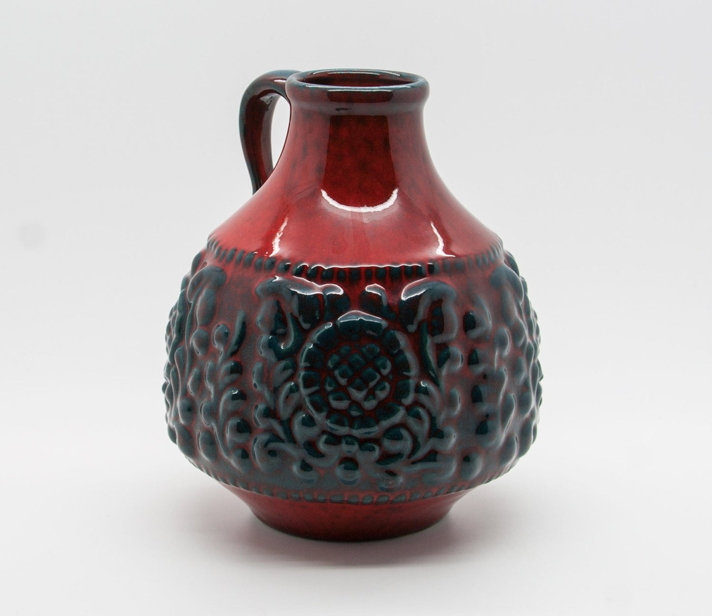 JASBA Red and Green Glazed Fat Lava Ceramic Vase Mollaris.com 