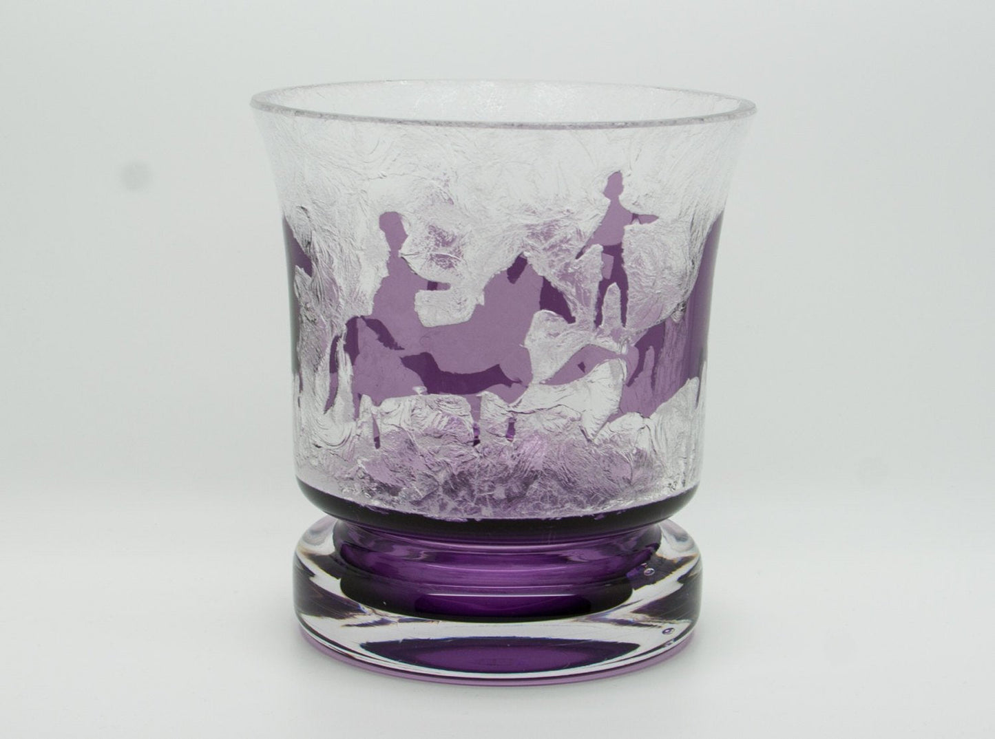 Kosta OVE SANDEBERG Horses and People Cameo Acid Etched Glass Vase Mollaris.com 