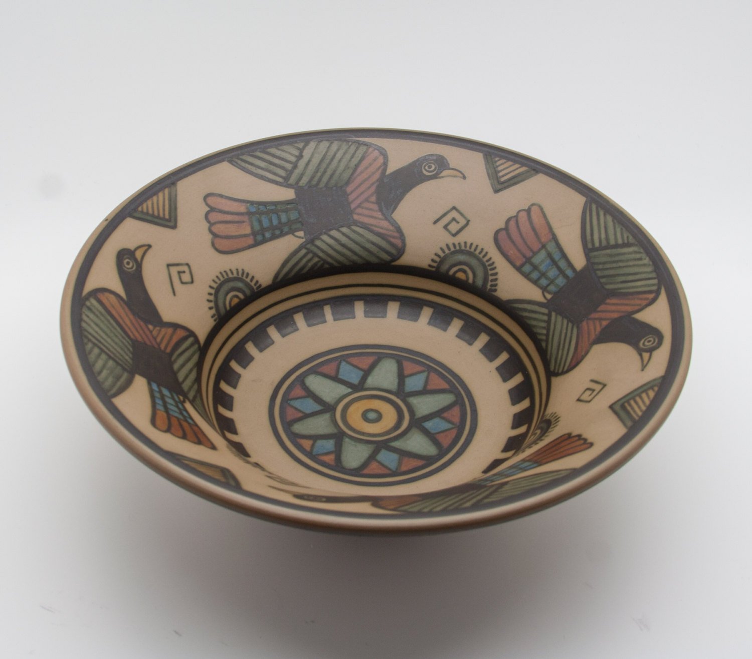 L. HJORTH Decorated Stylized Bird Ceramic Bowl Mollaris.com 