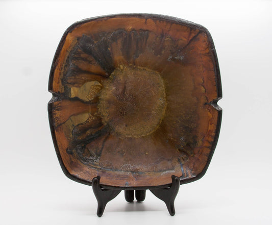 MARCELLO FANTONI Orange Brown Glazed Stoneware Tray Bowl Mollaris.com 