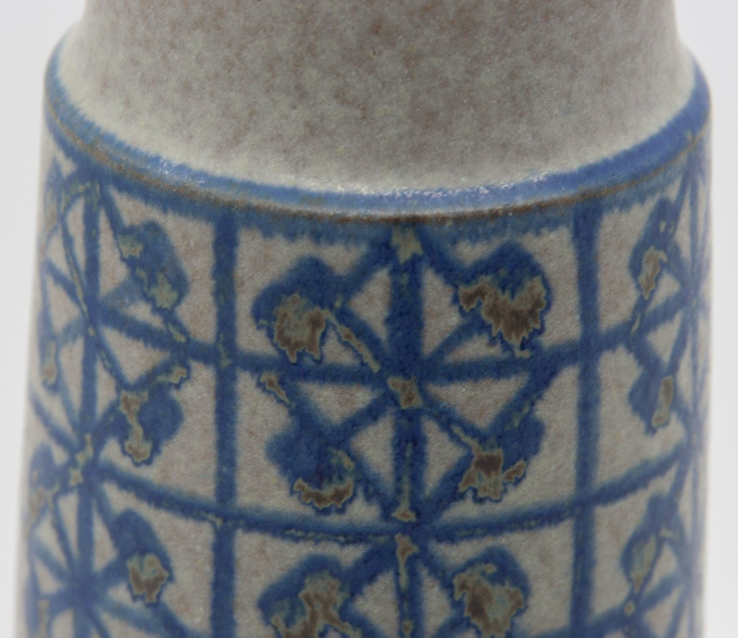 MARIANNE STARCK / MICHAEL ANDERSEN Geometric Patterned Blue Grey Glazed Stoneware Vase Mollaris.com 