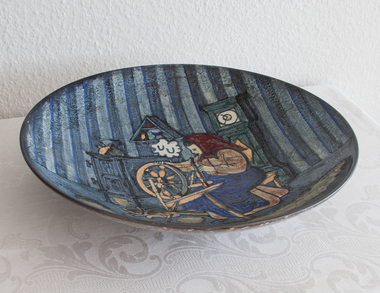 MICHAEL ANDERSEN Large Folkart Persia Glazed Ceramic Bowl Dish Mollaris.com 