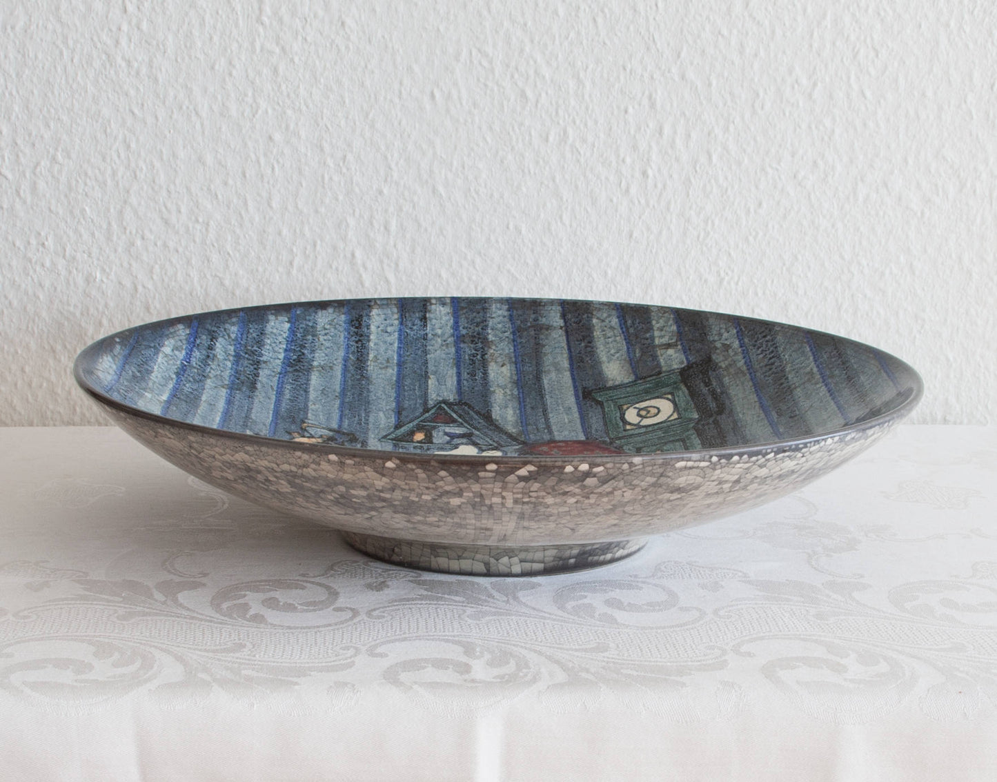 MICHAEL ANDERSEN Large Folkart Persia Glazed Ceramic Bowl Dish Mollaris.com 