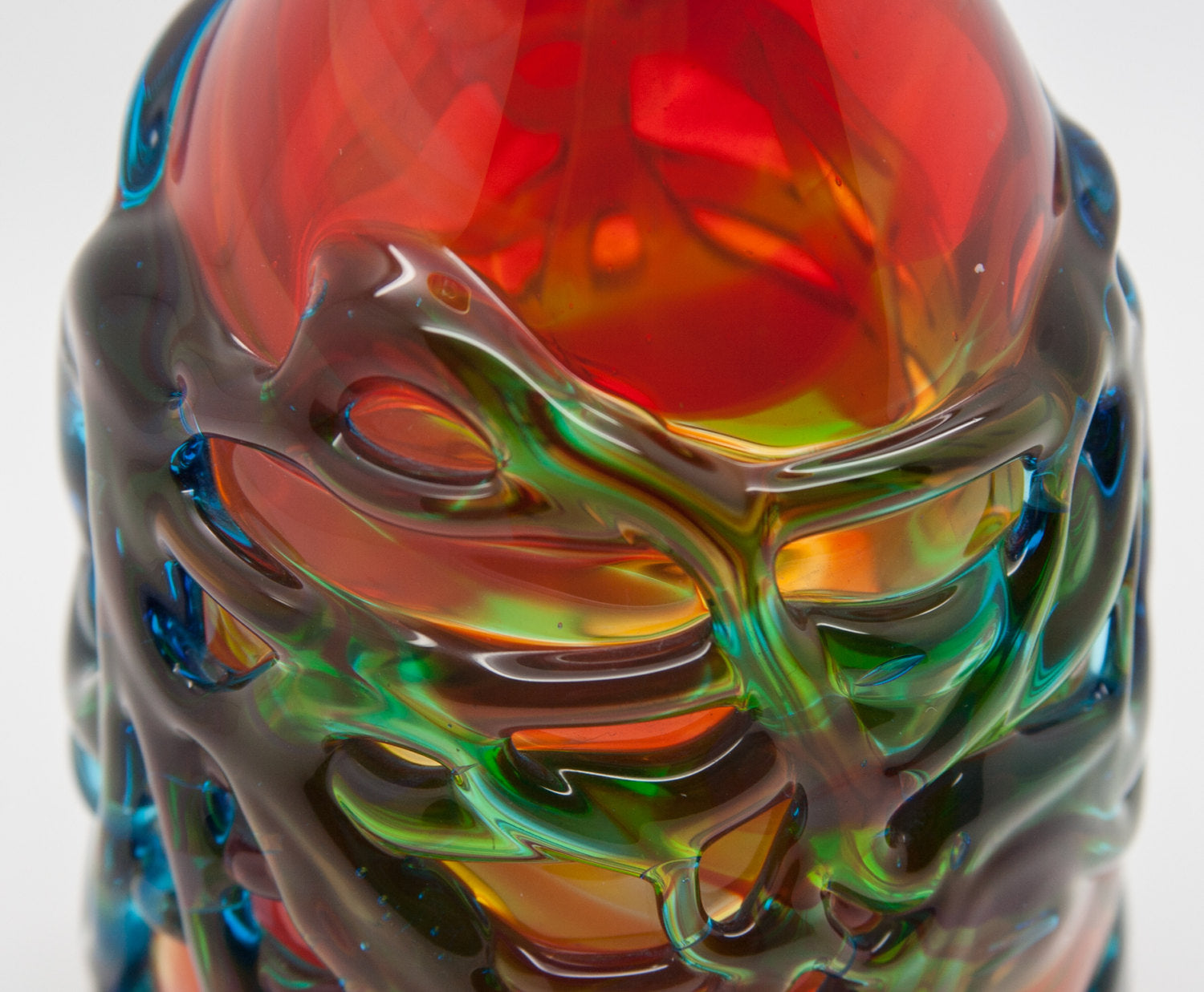 MICHAEL HARRIS Mdina Studio Orange Green Blue Webbed Glass Vase Mollaris.com 