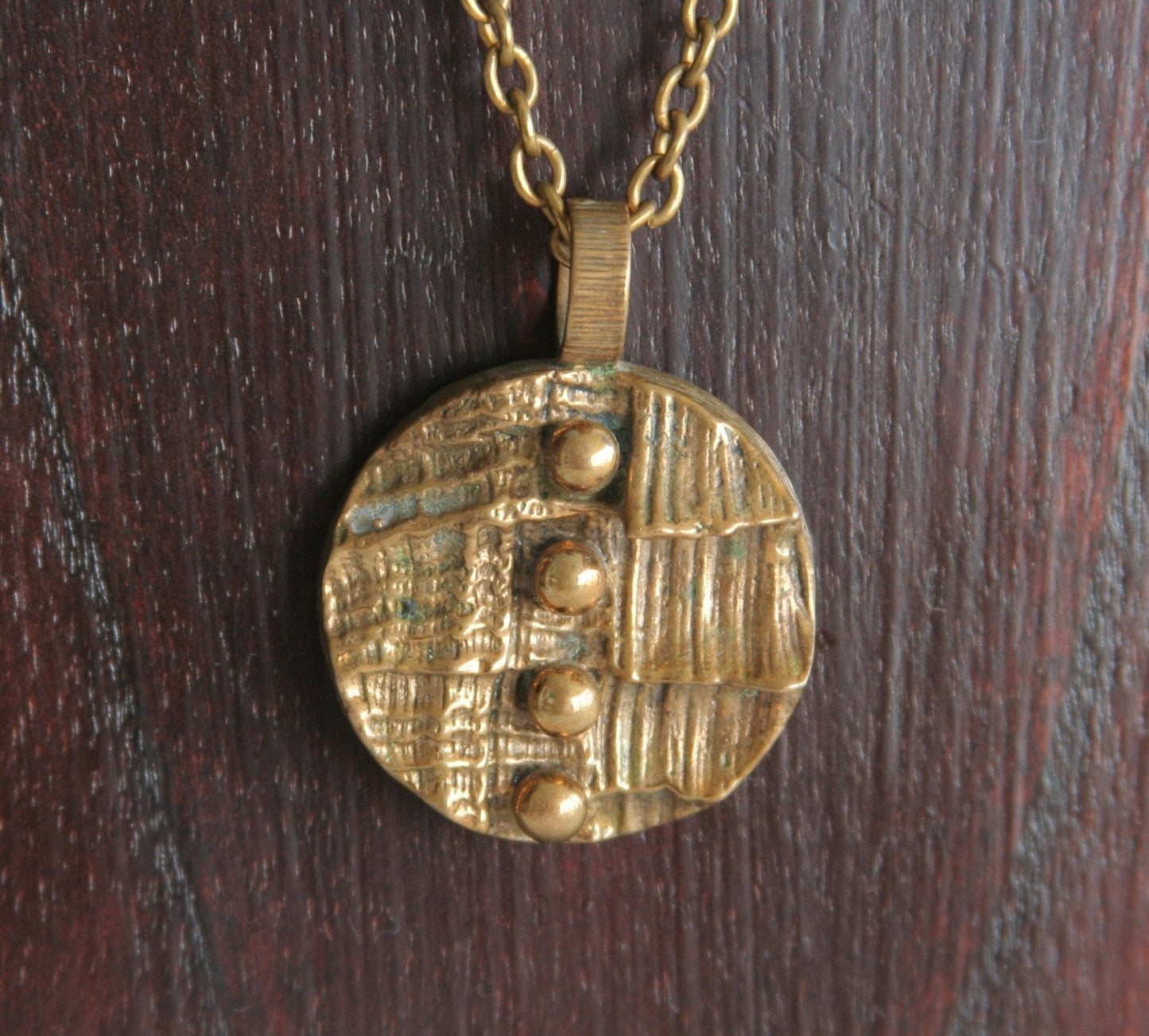 PENTTI SARPANEVA Modernist Brutalist Bronze Necklace Pendant Mollaris.com 