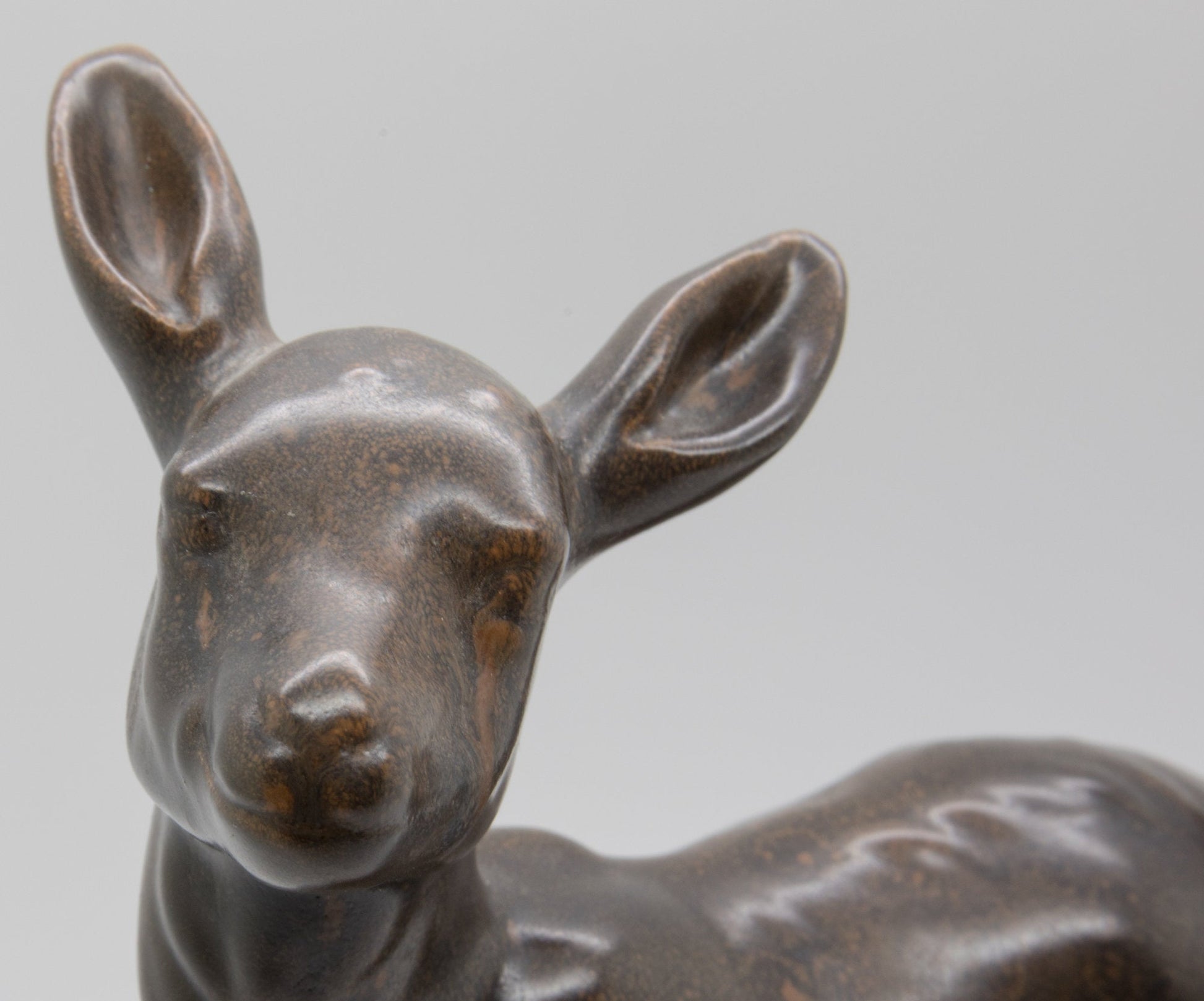 PETER HALD Brown Glazed Stoneware Fawn Sculpture Mollaris.com 