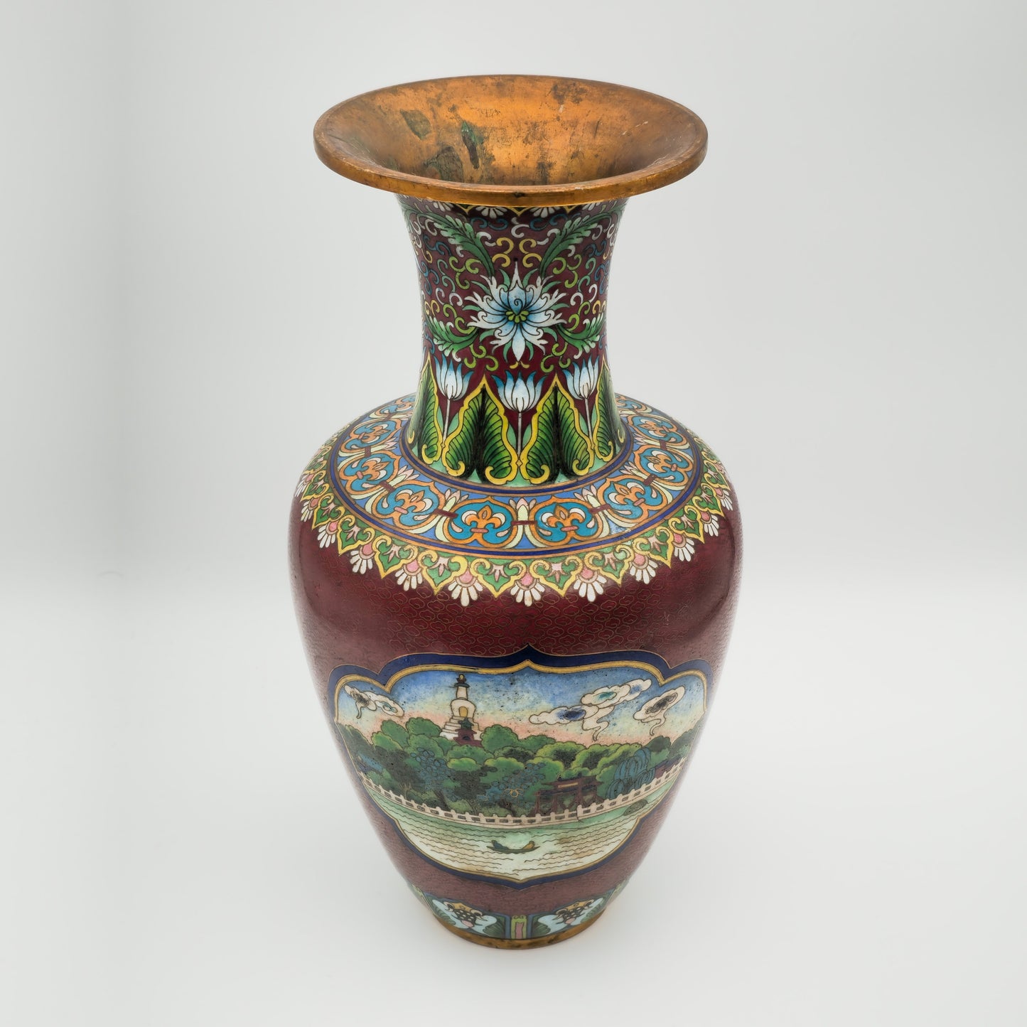 A CHINESE LANDSCAPE CLOISONNE VASE | PRC, 20TH CENTURY