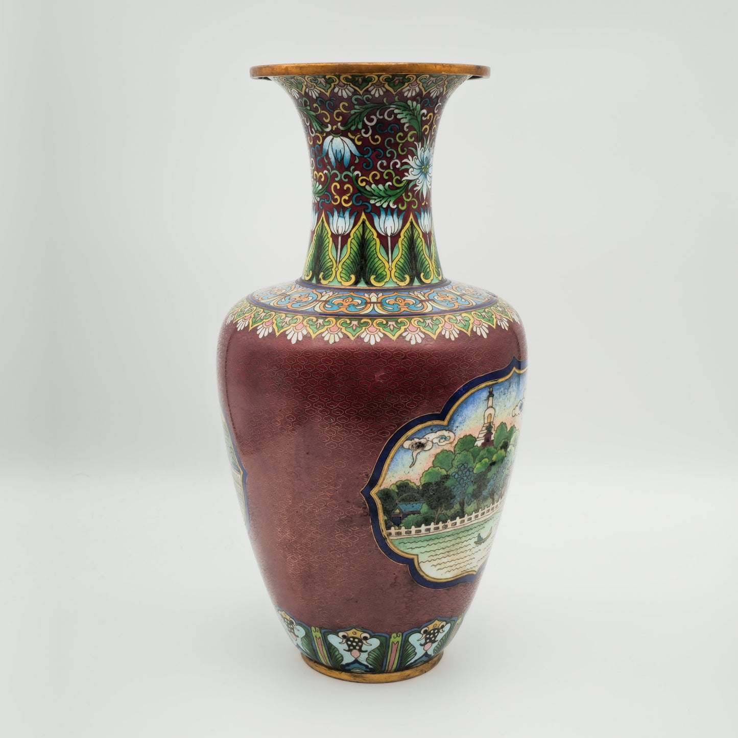 A CHINESE LANDSCAPE CLOISONNE VASE | PRC, 20TH CENTURY