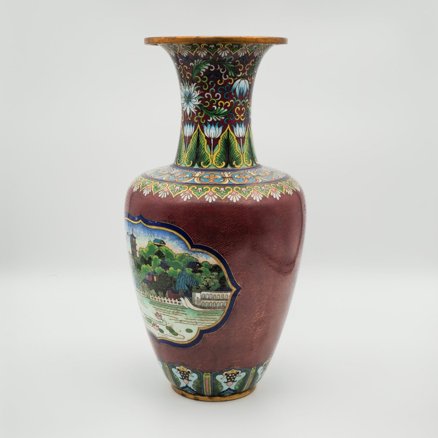 A CHINESE LANDSCAPE CLOISONNE VASE | PRC, 20TH CENTURY