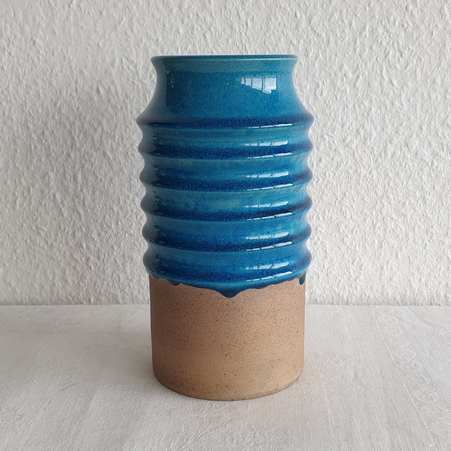 RICHARD MANZ Knabstrup Large Turquoise Blue Drip Glaze Stoneware Vase Mollaris.com 