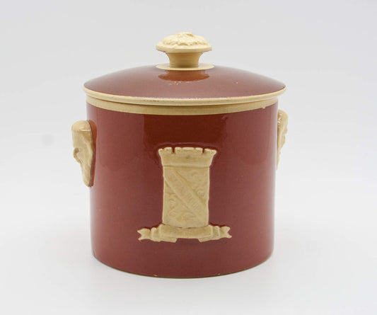 SARREGUEMINES J.G. Hummel Strasbourg Lidded Terracotta Tobacco Jar Mollaris.com 