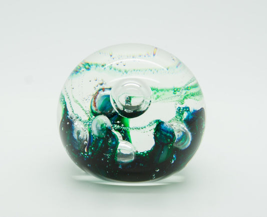 SELKIRK Studio ELECTRA Swirls Bubbles Glass Paperweight Mollaris.com 