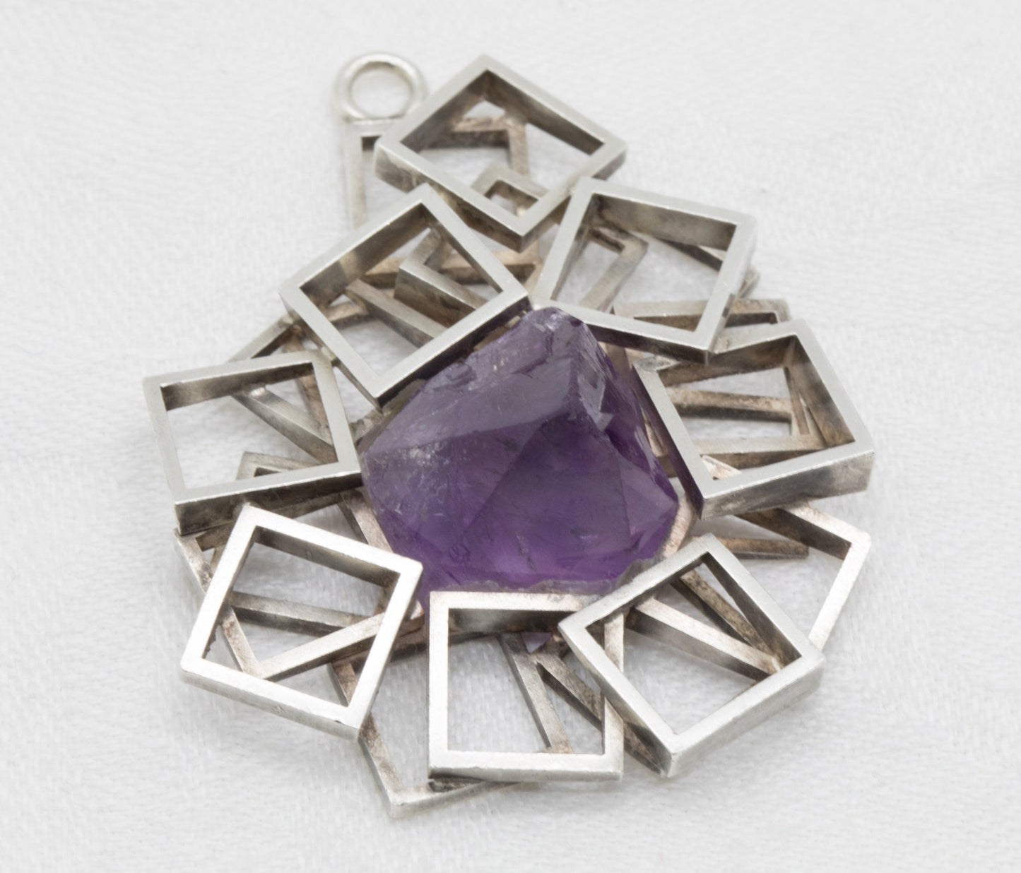 TEDDY JOHN LARSSON Modernist Raw Amethyst Solid Sterling Silver (925S) Pendant Mollaris.com 