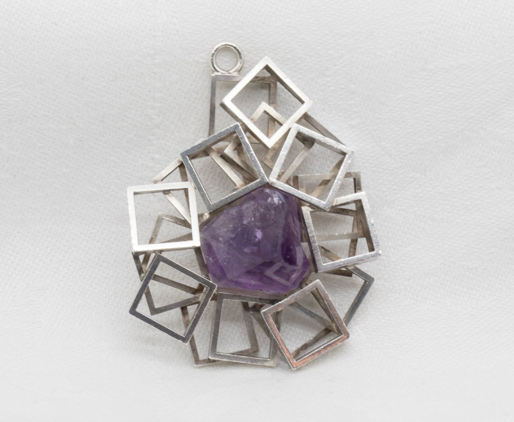 TEDDY JOHN LARSSON Modernist Raw Amethyst Solid Sterling Silver (925S) Pendant Mollaris.com 