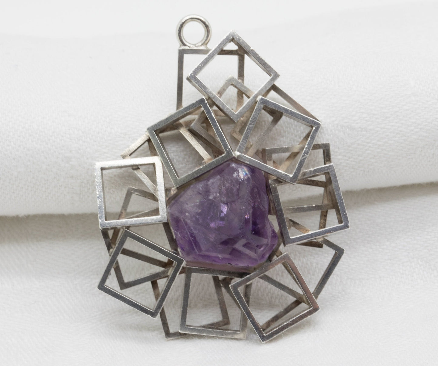 TEDDY JOHN LARSSON Modernist Raw Amethyst Solid Sterling Silver (925S) Pendant Mollaris.com 