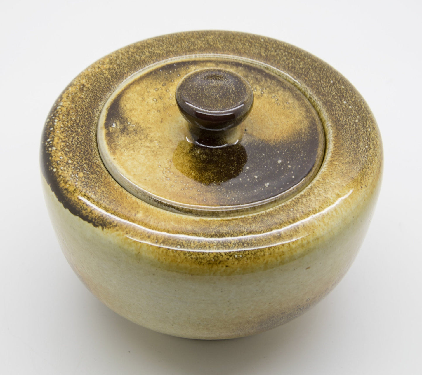 Upsala Ekeby MARI SIMMULSON Yellow Glazed Stoneware Lidded Jar Mollaris.com 