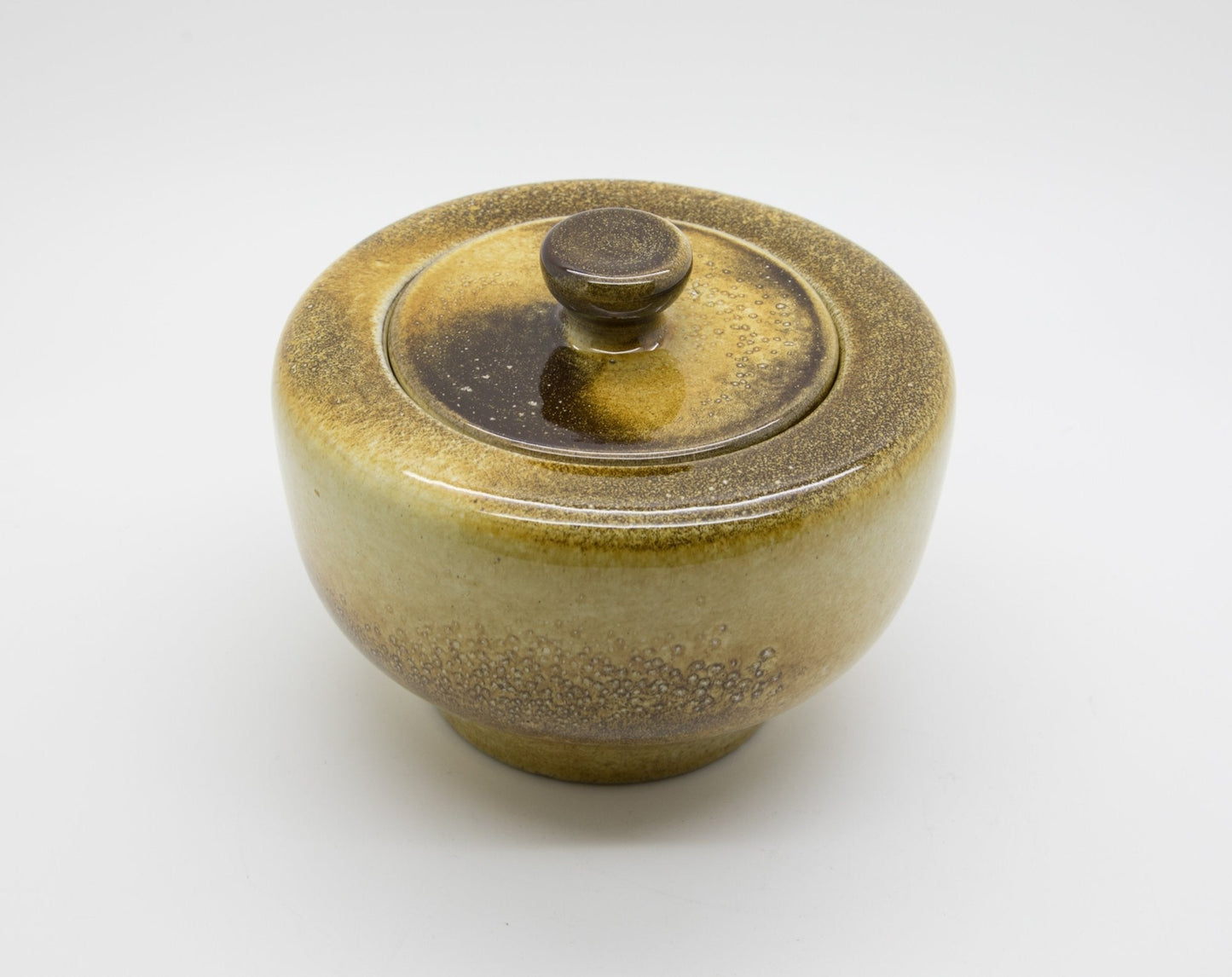 Upsala Ekeby MARI SIMMULSON Yellow Glazed Stoneware Lidded Jar Mollaris.com 