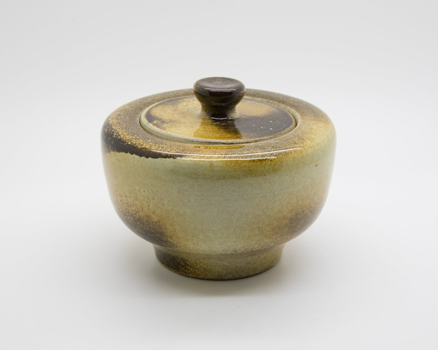 Upsala Ekeby MARI SIMMULSON Yellow Glazed Stoneware Lidded Jar Mollaris.com 